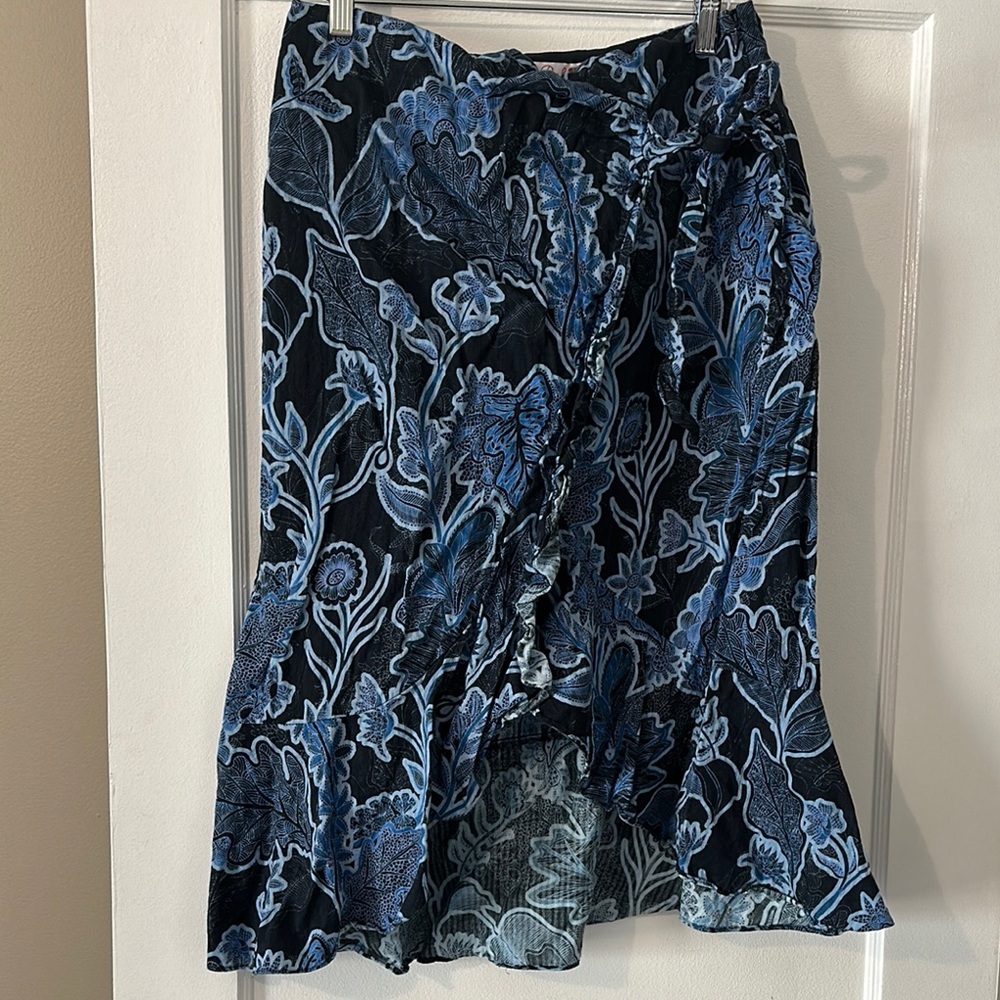 Floral Blue and Black Women's Skirt